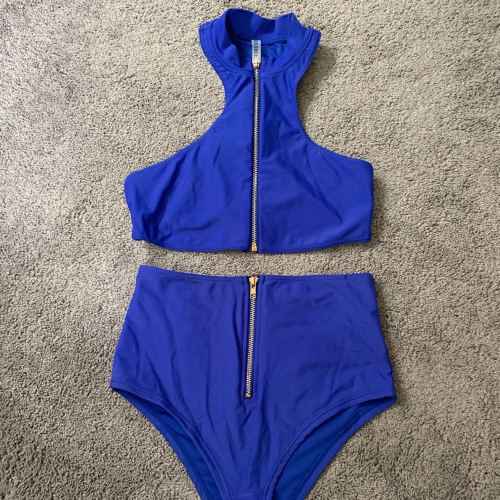 Blue High Waisted Swimsuit